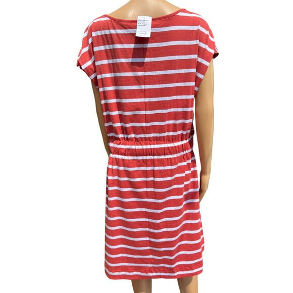 Susan Betro Size XL Casual Dress Red & White Striped Short Sleeve Tie Beachy - Picture 5 of 6